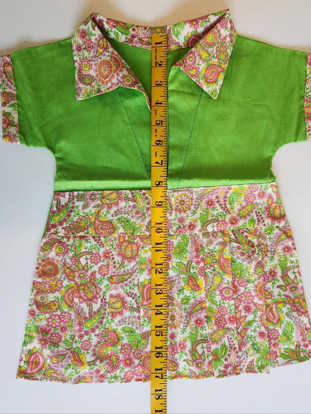Vintage Handmade Retro Clothes Pin Holder Bag Floral Cotton Pleated Skirt Dress